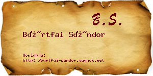 Bártfai Sándor névjegykártya